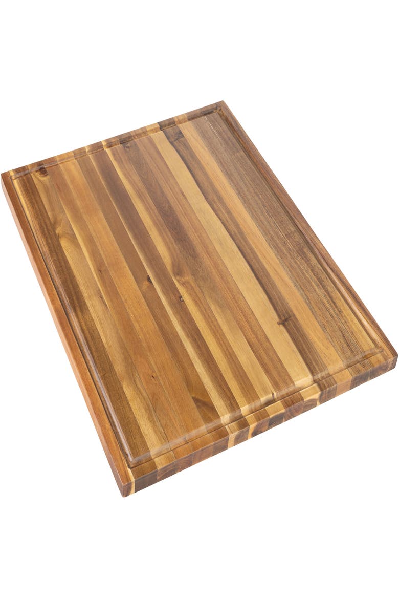 Eldridge Extra Large Handcrafted Acacia Wood Grain Thick Reversible Cutting Board with Juice Grooves, Main, color, Natural