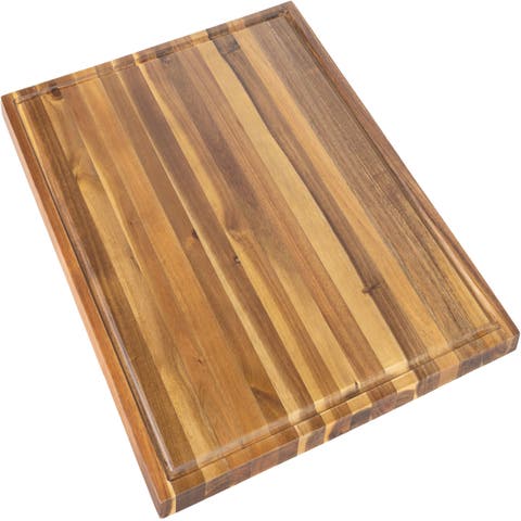 Eldridge Extra Large Handcrafted Acacia Wood Grain Thick Reversible Cutting Board with Juice Grooves
