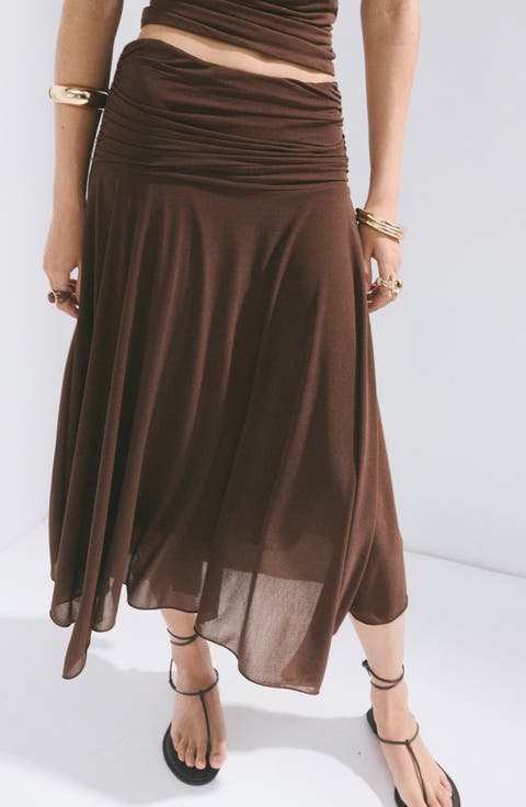 Asymmetric Chiffon Midi Skirt