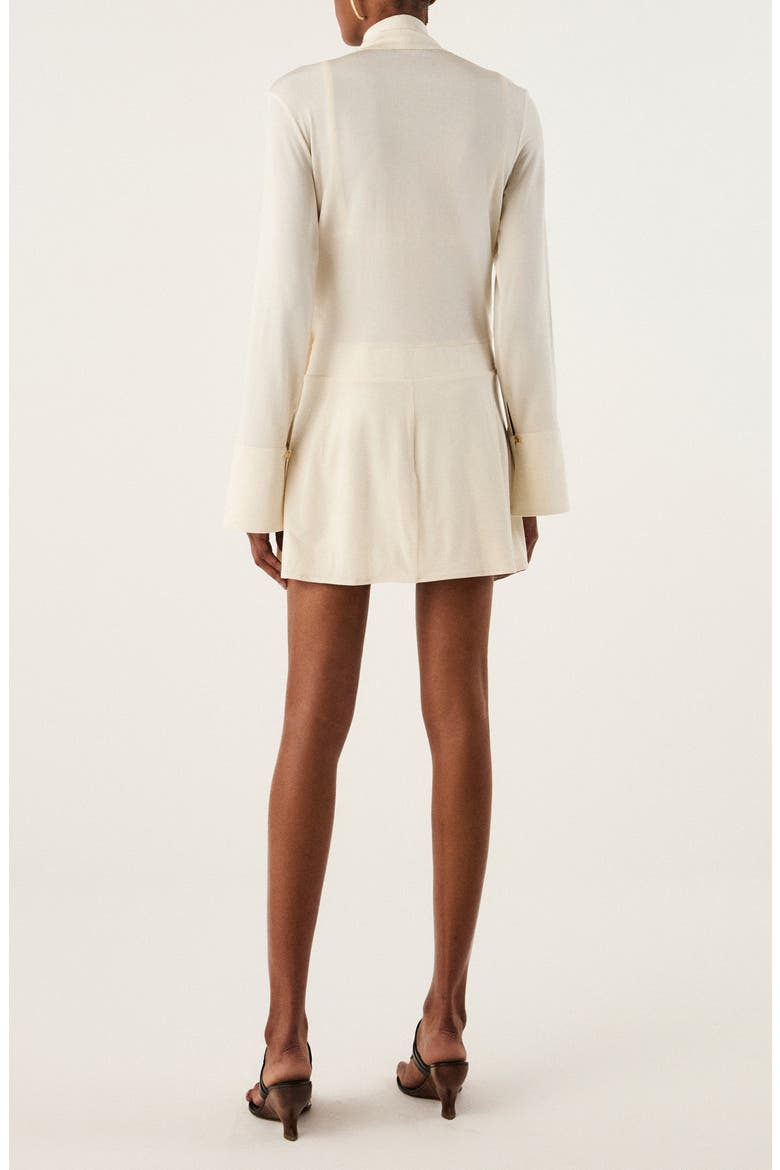 Rosalie Long Sleeve Faux Wrap Cover-Up Minidress, Alternate, color, OFF WHITE