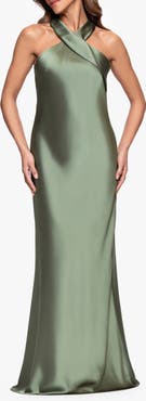 Xscape Evenings Halter Neck Satin Trumpet Gown