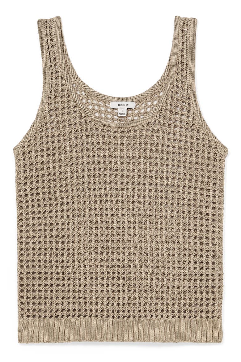 Claudia Open Stitch Linen Sweater Tank, Alternate, color, STONE