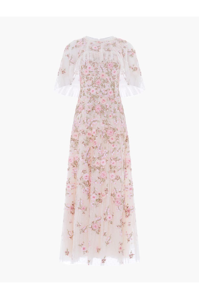 Eden Rose Cape Ankle Gown, Alternate, color, Cream/Multi