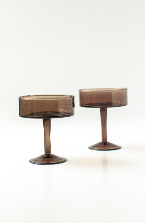 Handblown Hammered Coupe Cocktail Glasses - Set of 4