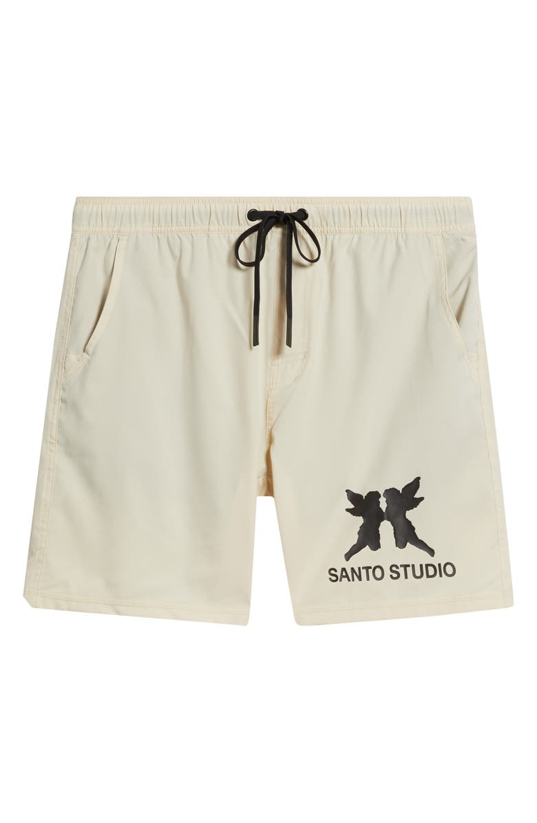 SANTO STUDIO Tempo Faith Over Fear Tech Shorts, Alternate, color, Cream