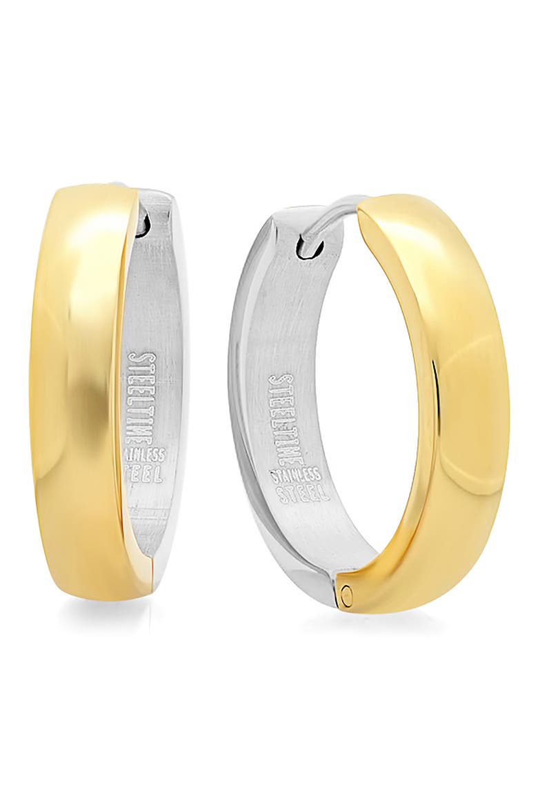 Two-Tone Stainless Steel 20mm Hoop Earrings, Alternate, color, TWO TONE