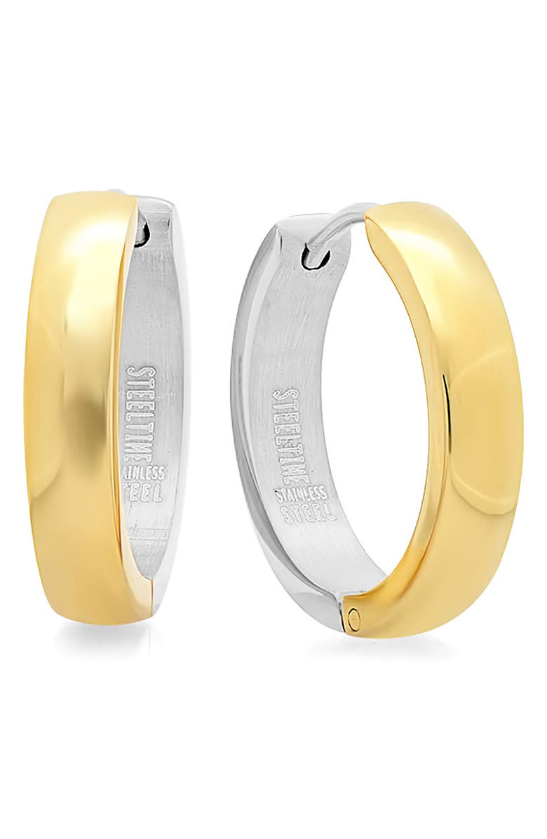 HMY JEWELRY Two-Tone Stainless Steel 20mm Hoop Earrings, Alternate, color, Two Tone