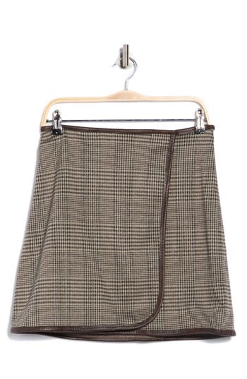 Max Studio Double Knit Faux Wrap Skirt In Brown
