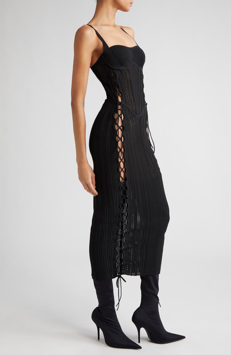 Dion Lee Side Laced Openwork Corset Dress, Alternate, color,