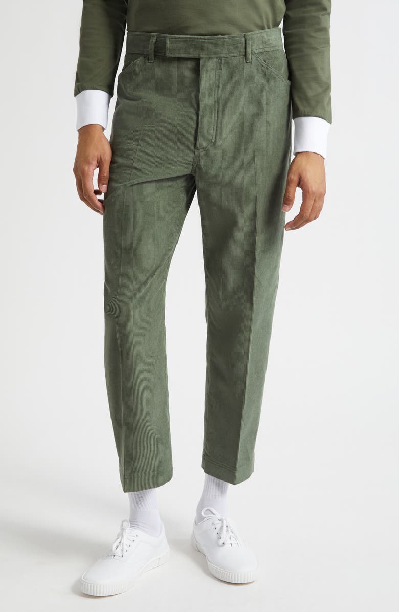 Thom Browne Sailor Pocket Tapered Leg Corduroy Chinos, Main, color, Light Green