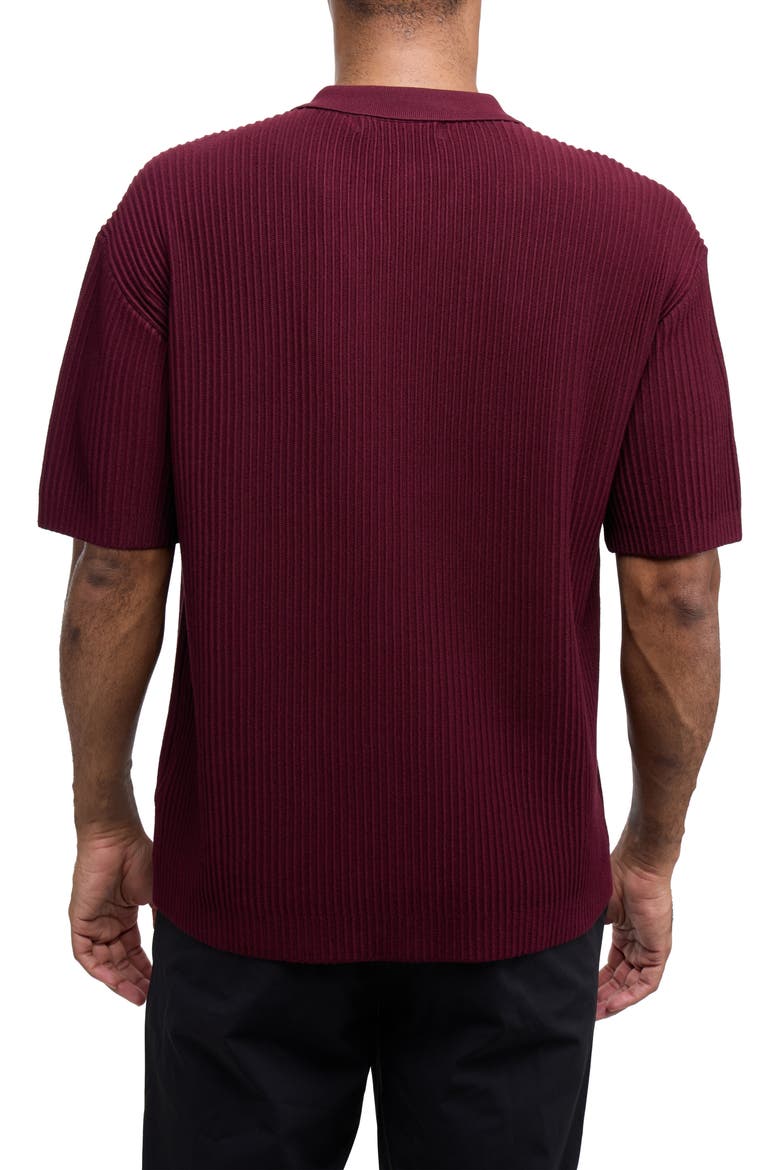 Ribbed Knit Camp Shirt, Alternate, color, BURGUNDY