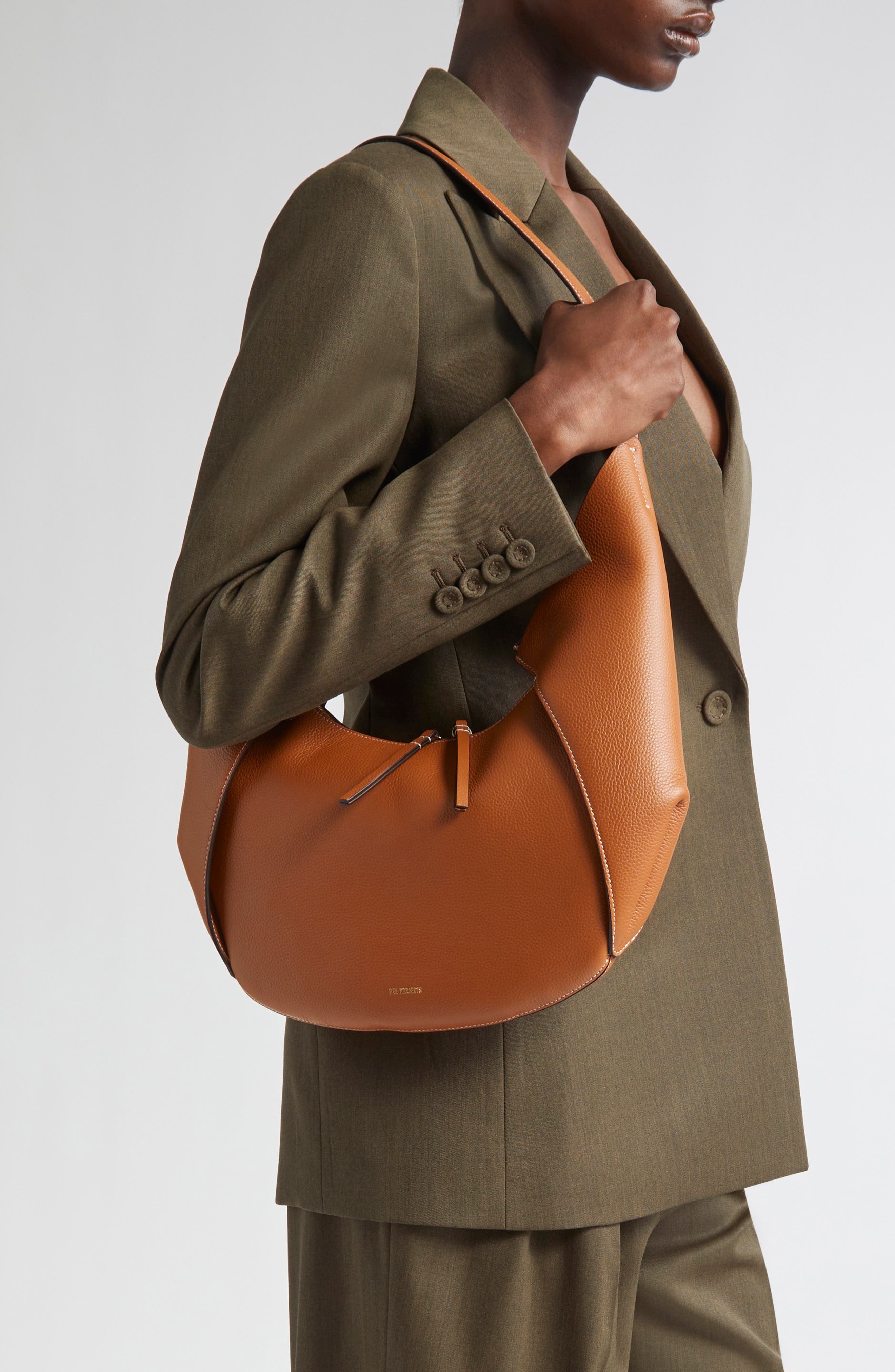 Large Riva Pebbled Leather Hobo Bag, Alternate, color, CARAMEL