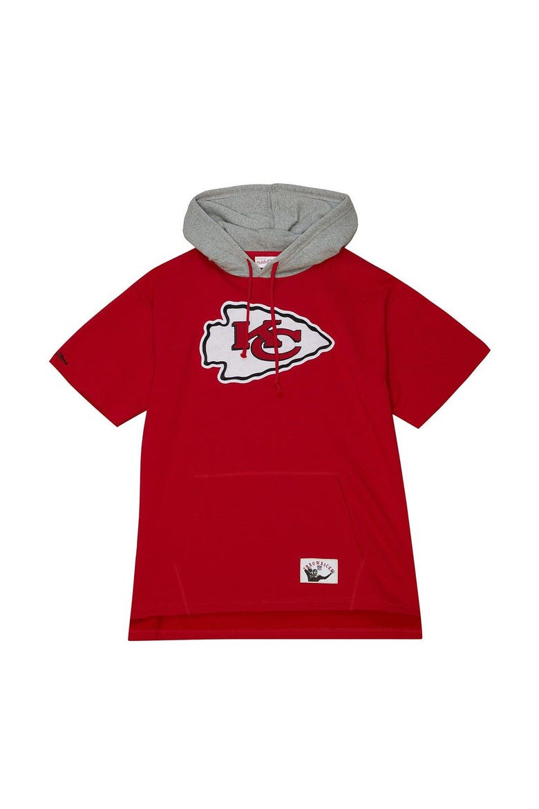 Men's Mitchell & Ness Red Kansas City Chiefs Postgame Short Sleeve Hoodie, Alternate, color, Red