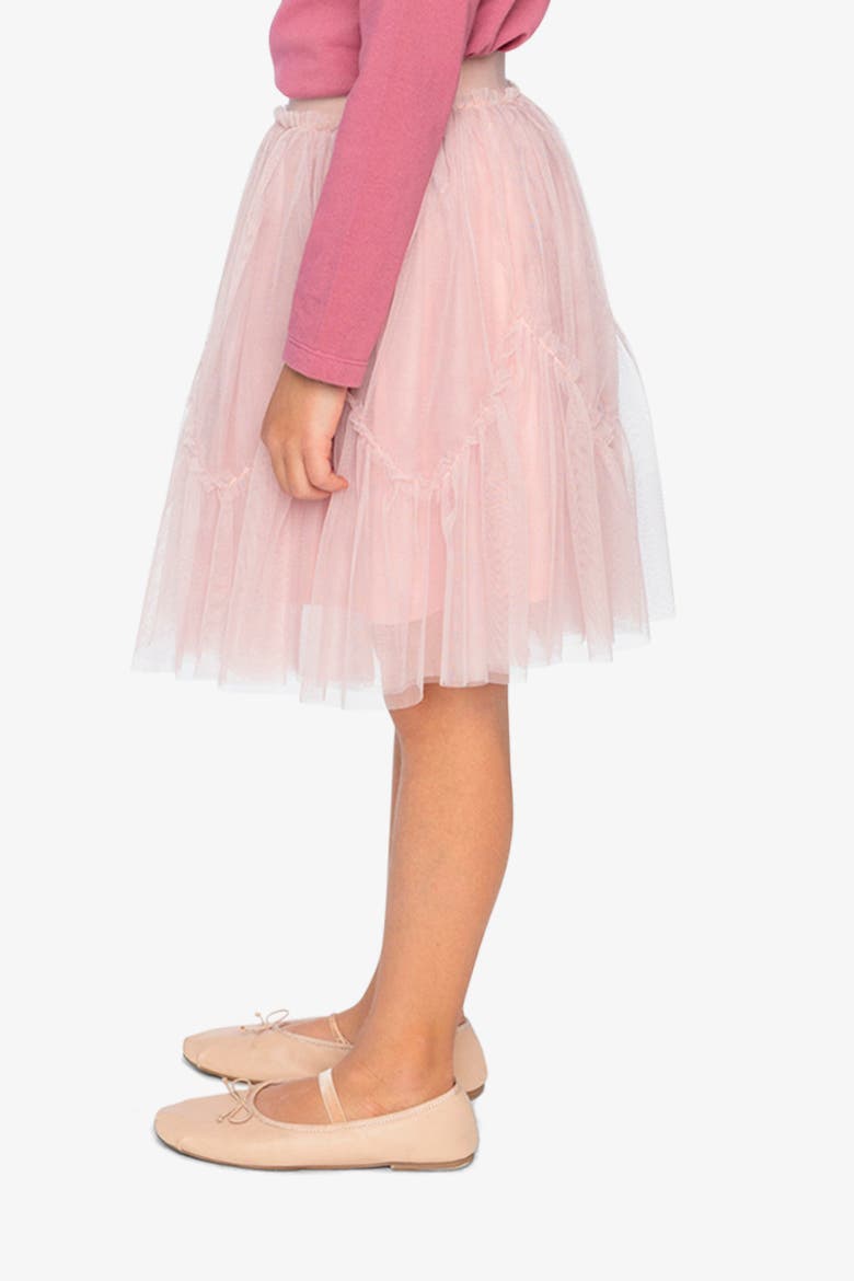 Tiered Mesh Elastic Waist Skirt, Alternate, color, Pale Dusty Pink