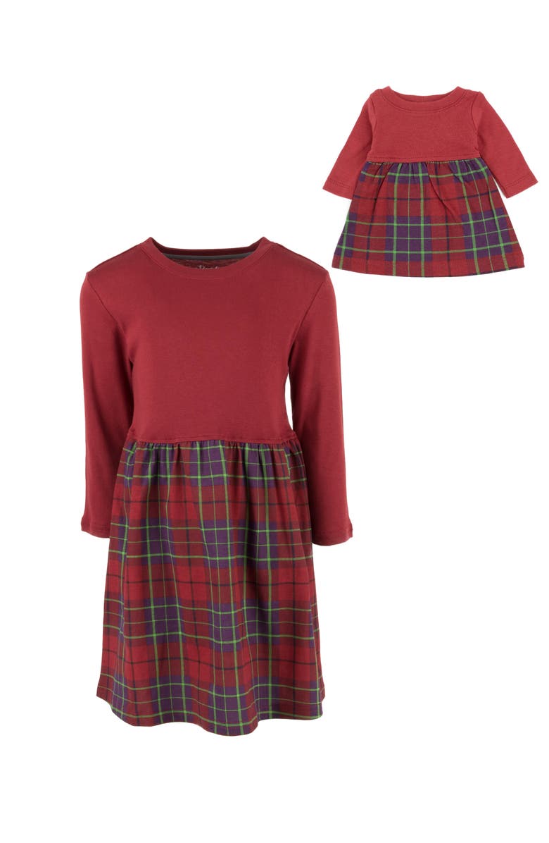 Leveret Girls Skirt Dress with Matching Doll Dress, 100% Cotton, Alternate, color, Red