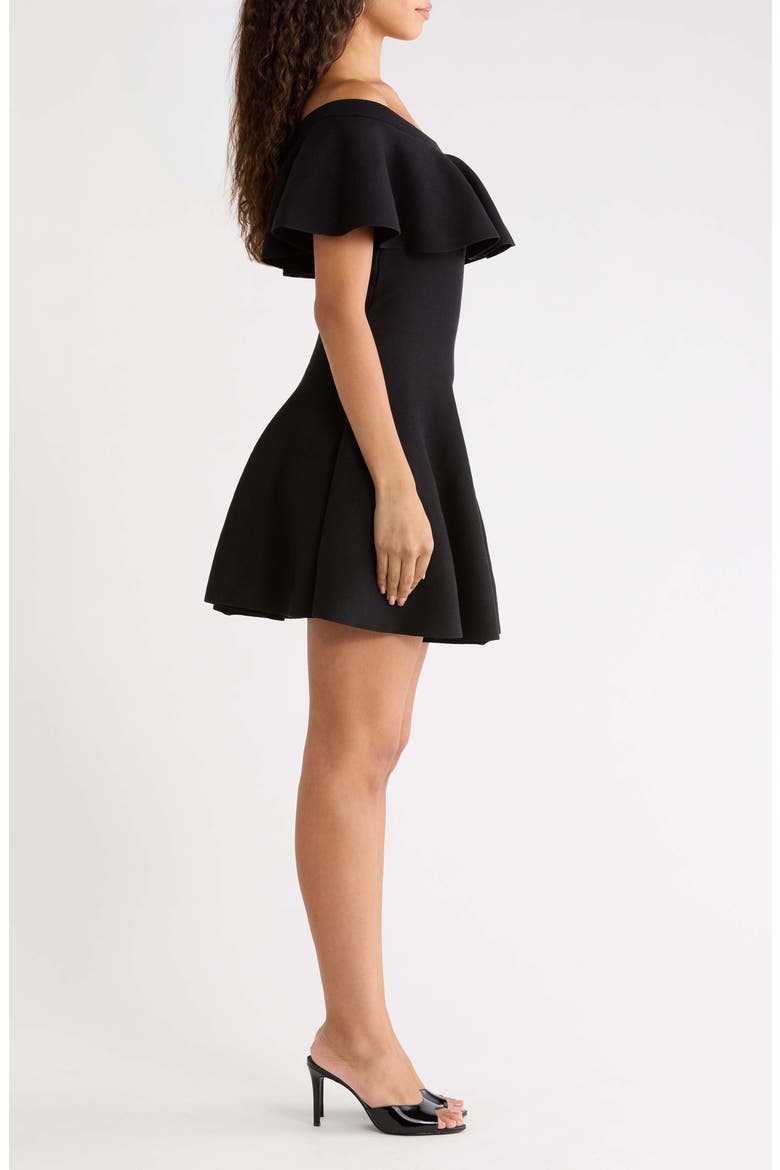 Dennet Off the Shoulder Fit & Flare Minidress, Alternate, color, BLACK