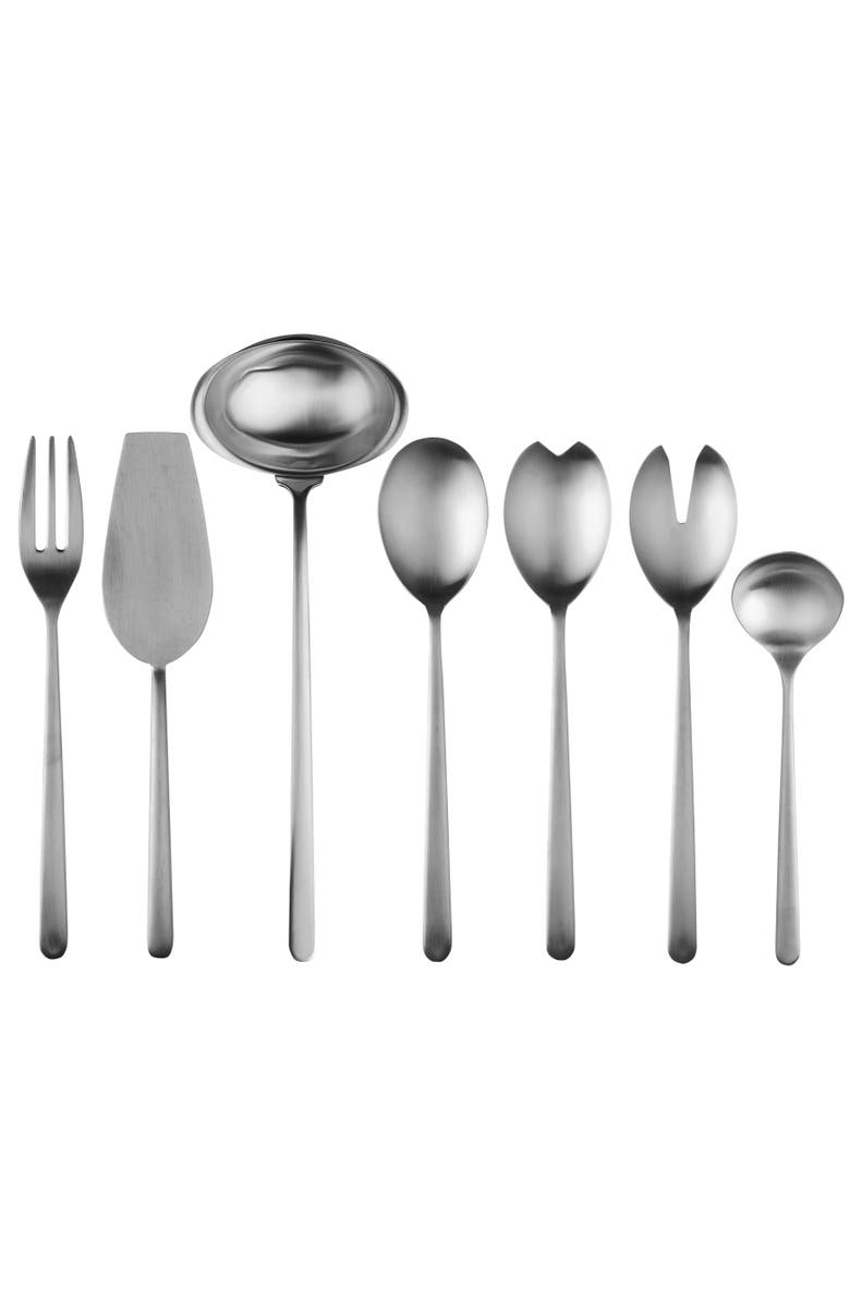 Mepra Linea Serving Set - 7 Pieces, Main, color, Ice Silver