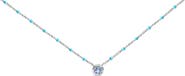 Haus of Brilliance Sterling Silver Bezel Set Light Blue Aquamarine and Enamel Bead Chain Necklace