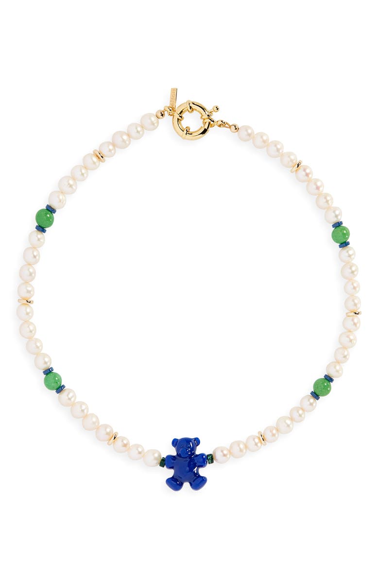 Éliou Slater Teddy Bear & Freshwater Pearl Necklace, Main, color, 