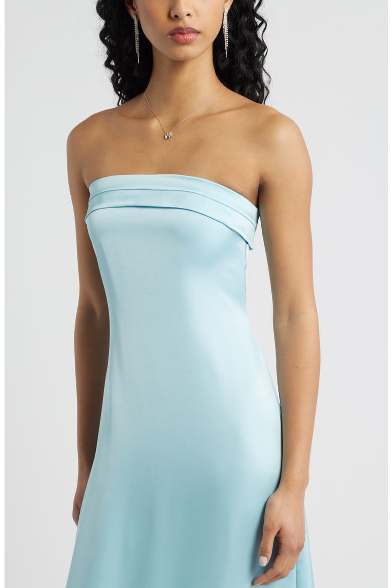 Strapless Satin Gown, Alternate, color, BLUE AQUA