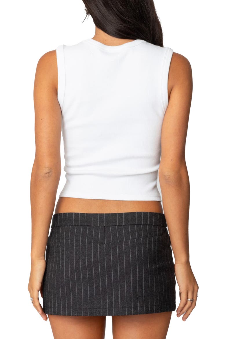 Basel Front Button Rib Crop Top, Alternate, color, WHITE