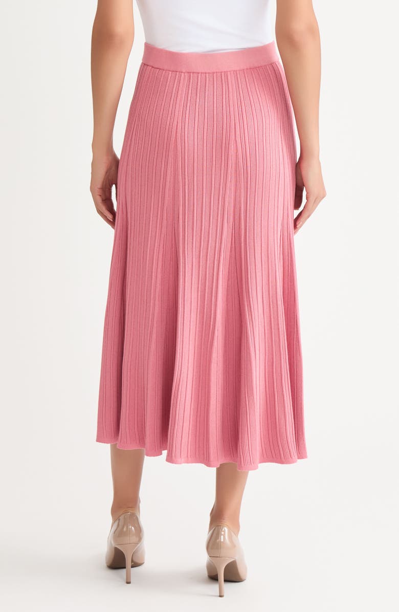 Misook Rib Flare Midi Skirt, Alternate, color, Honey Suckle