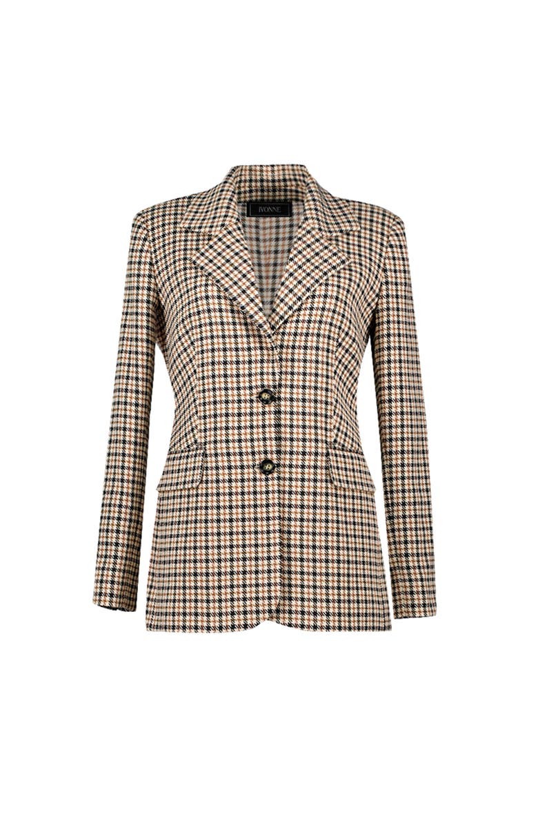 IVONNE Checked Two Button Blazer, Alternate, color, Beige