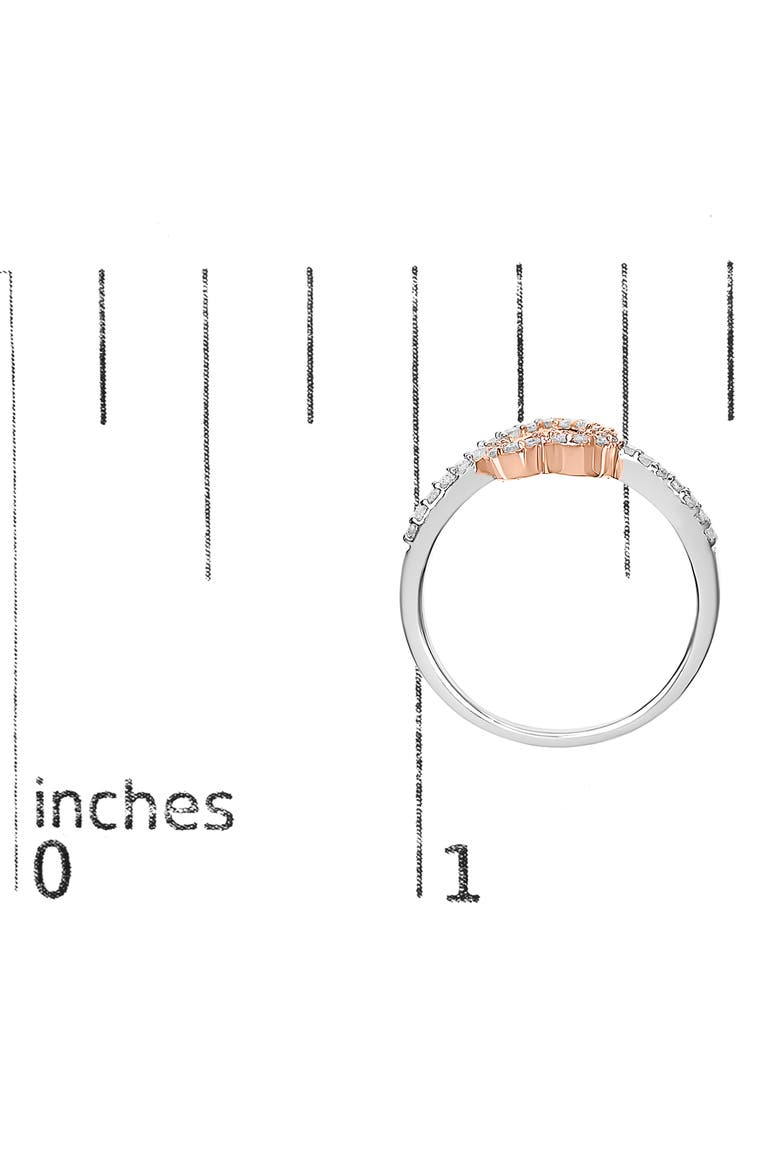 14K Rose Gold Plated Silver 1/5 Cttw Diamond Open Heart Promise Ring, Alternate, color, Pink