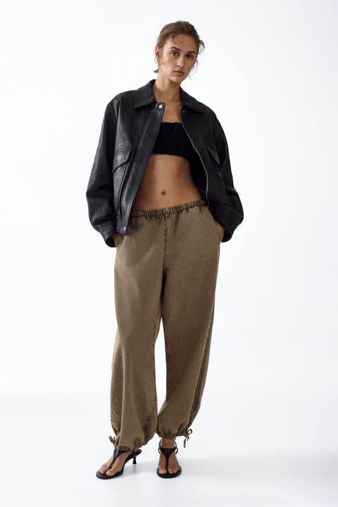 Balloon-leg Denim Trousers