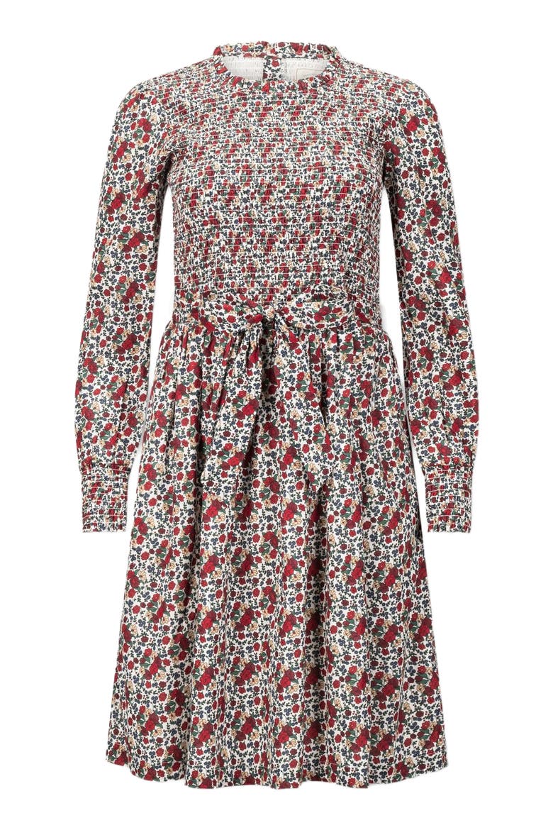 Women's Organic Smocked Ruffle Collar Dress, Alternate, color, Holiday Multi Floral