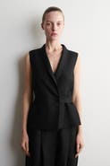 COS Shawl-collar Belted Linen-blend Waistcoat