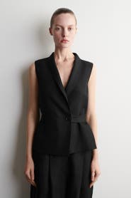 COS Shawl-collar Belted Linen-blend Waistcoat