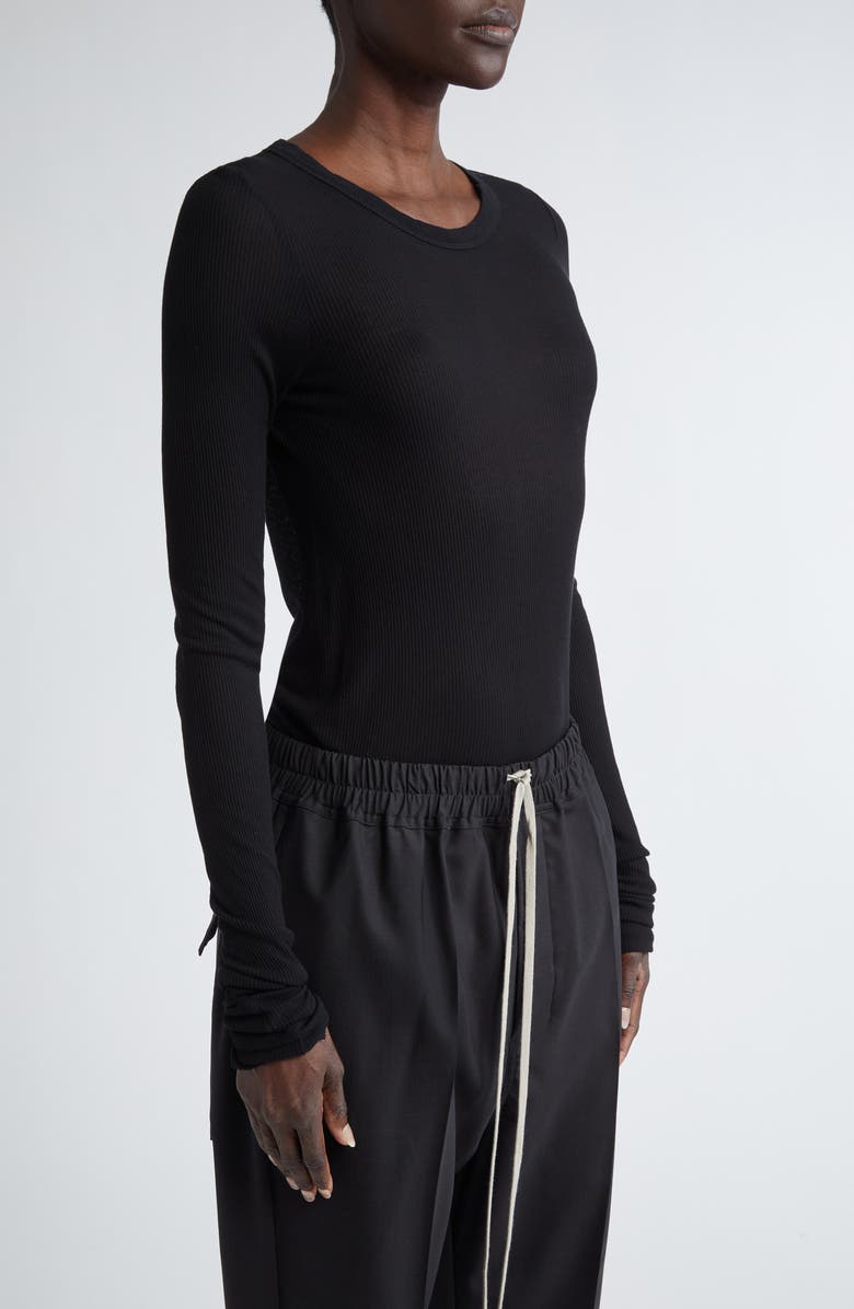 Rick Owens Rib Long Sleeve T-Shirt, Alternate, color, Black