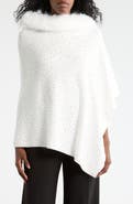 La Fiorentina Embellished Faux Fur Trim Poncho