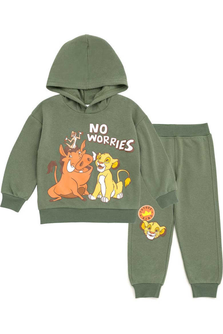 Lion King Fleece 2-Piece Hoodie and Pants Set, Main, color, Lion King Olive Green