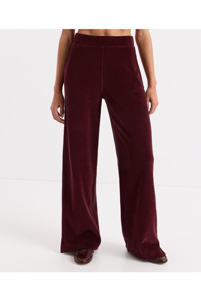 Organic Cotton Velour Wide Leg Pant, Main, color, Cabernet Red