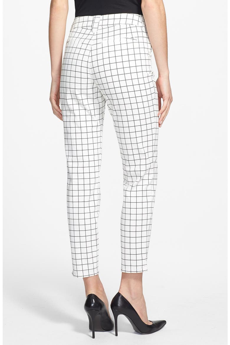 'Aeleen' Stretch Cotton Ankle Trousers, Alternate, color, BLACK/ WHITE GRID