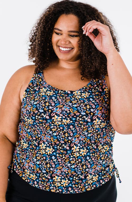 Calypsa Plus Size Maya Tankini Swim Top With Removable Cups In Multi