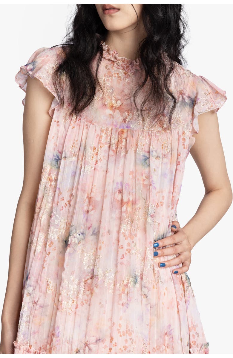Anna Sui Oasis Blooms Tiered Maxi Dress, Alternate, color, Blush Multi