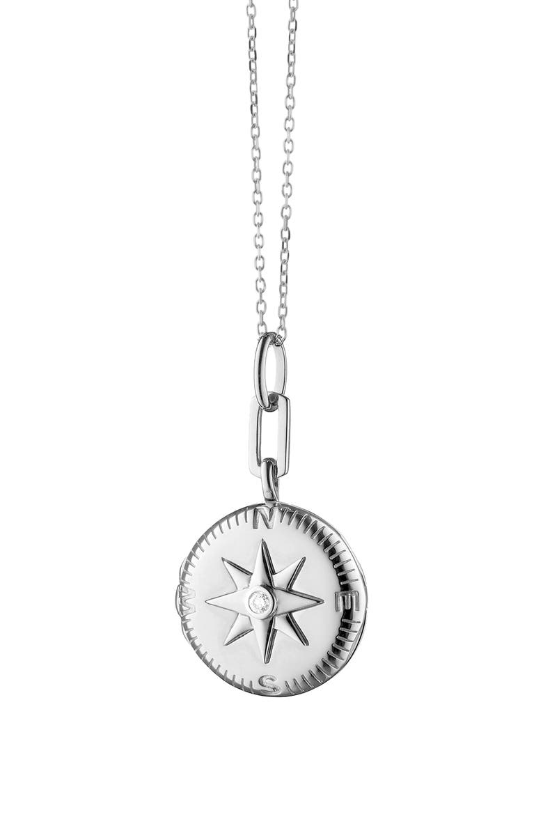 Monica Rich Kosann Travel Locket Sterling Silver Necklace, Main, color, Sterling Silver