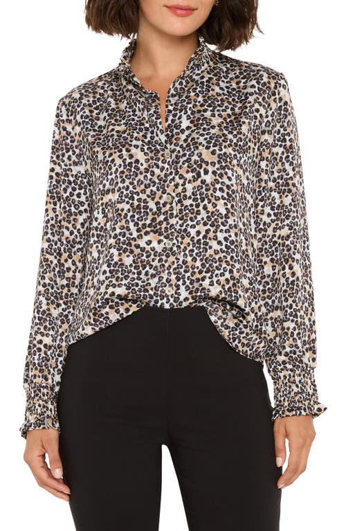 Nic + Zoe Nic+zoe Little Leopard Mock Neck Blouse In Multi