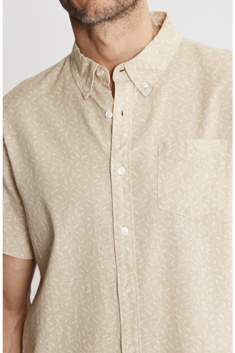 Cotton & Linen Short Sleeve Shirt, Alternate, color, BEIGE