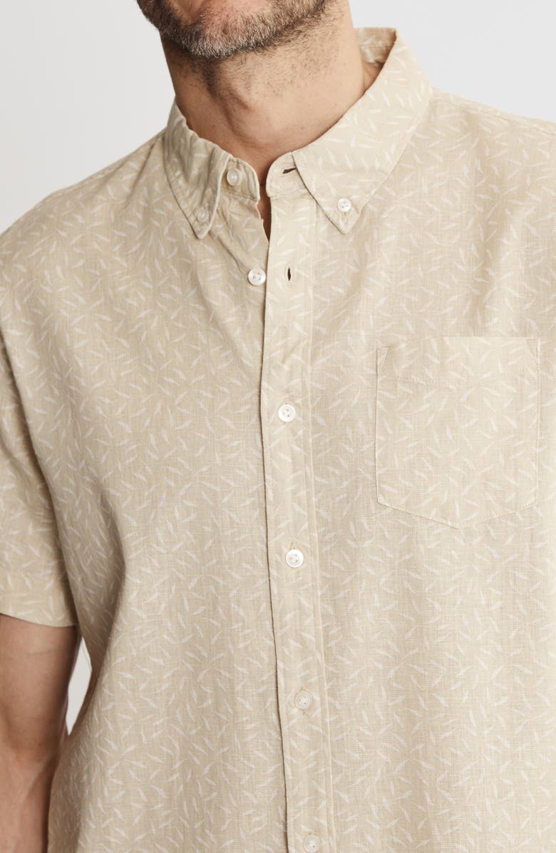 JACHS Cotton & Linen Short Sleeve Shirt, Alternate, color, Beige