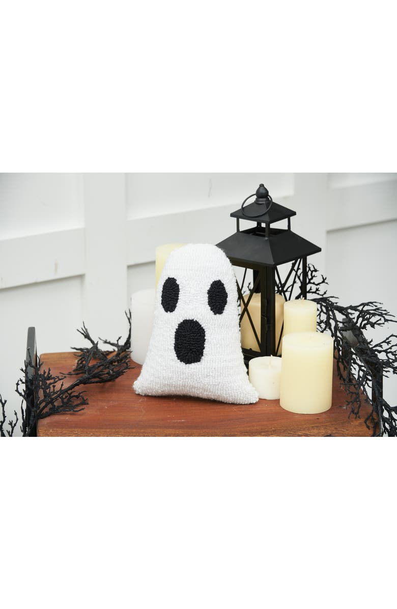 C&F Home Ghost Shaped Halloween Hooked Small/Petite Accent Pillow, 8" x 10", Alternate, color, White