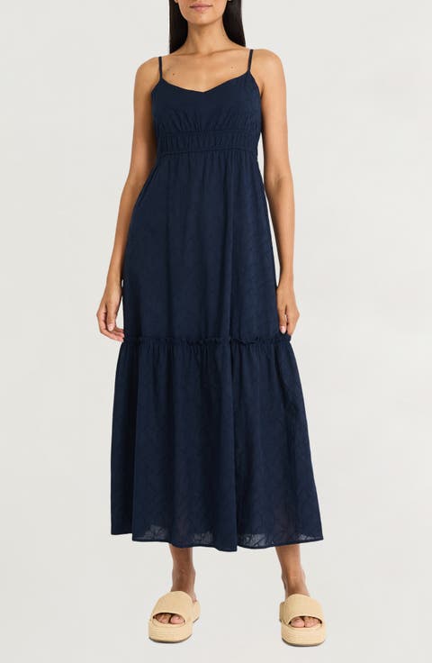 Smocked Waist V-Neck Dress