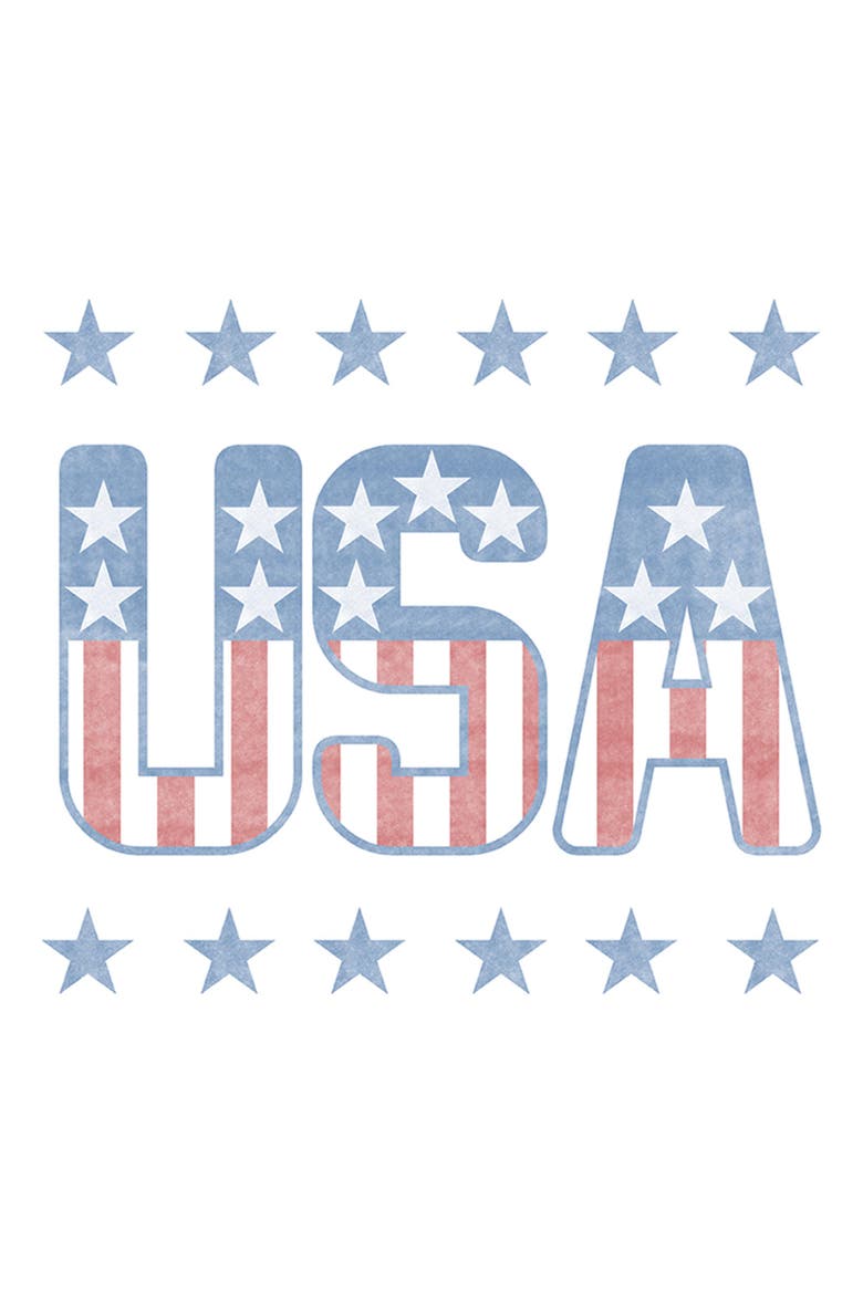 Juniors Lost Gods USA Athletic Stars T Shirt, Alternate, color, White