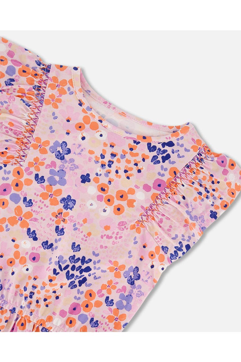 Little Girl's Organic Cotton Tunic Lavender Printed Fields Flowers, Alternate, color, Lavender Printed Flowers