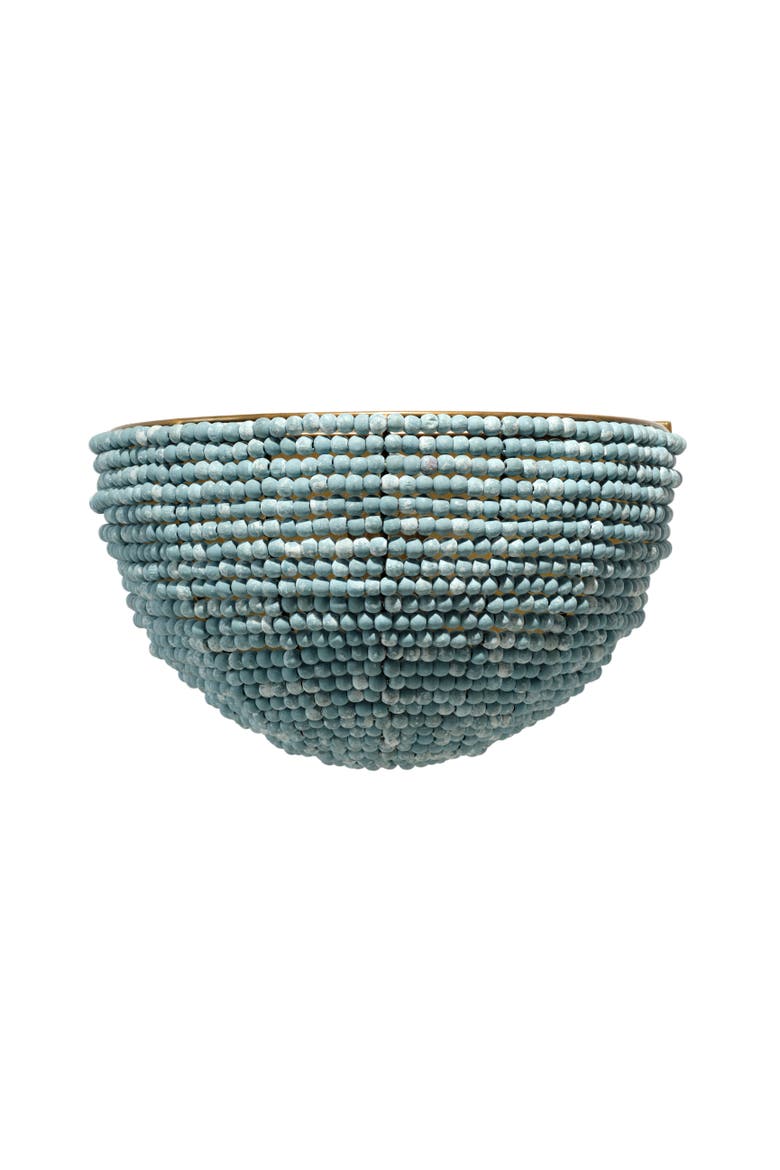 Barnacle 1-Light Beaded Demi Lune Wall Sconce, Blue, Main, color, Blue