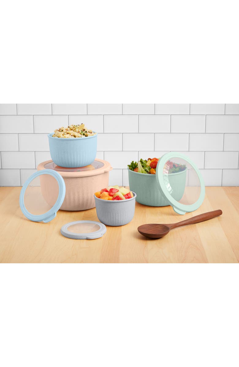 Core Home 8-Piece Wheat Fiber Round Bowl Set, Alternate, color, Quiet Harbor