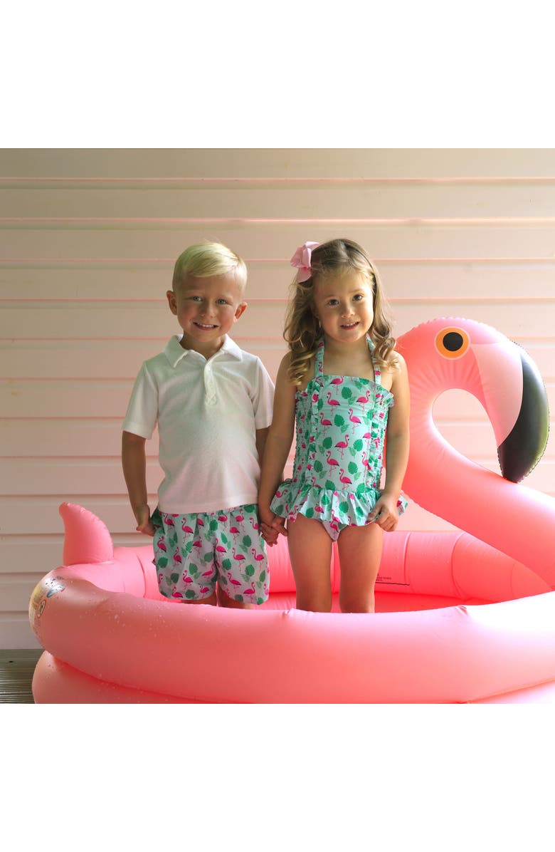 Rachel Riley Flamingo Swim Shorts, Alternate, color, Green